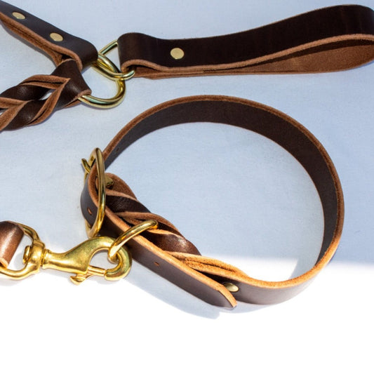 Braided Leather Collar ~ Brown