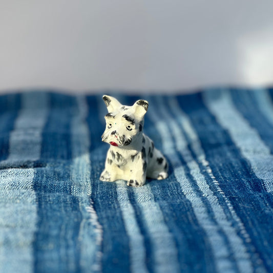 Miniature Spotted White Dog Figurine