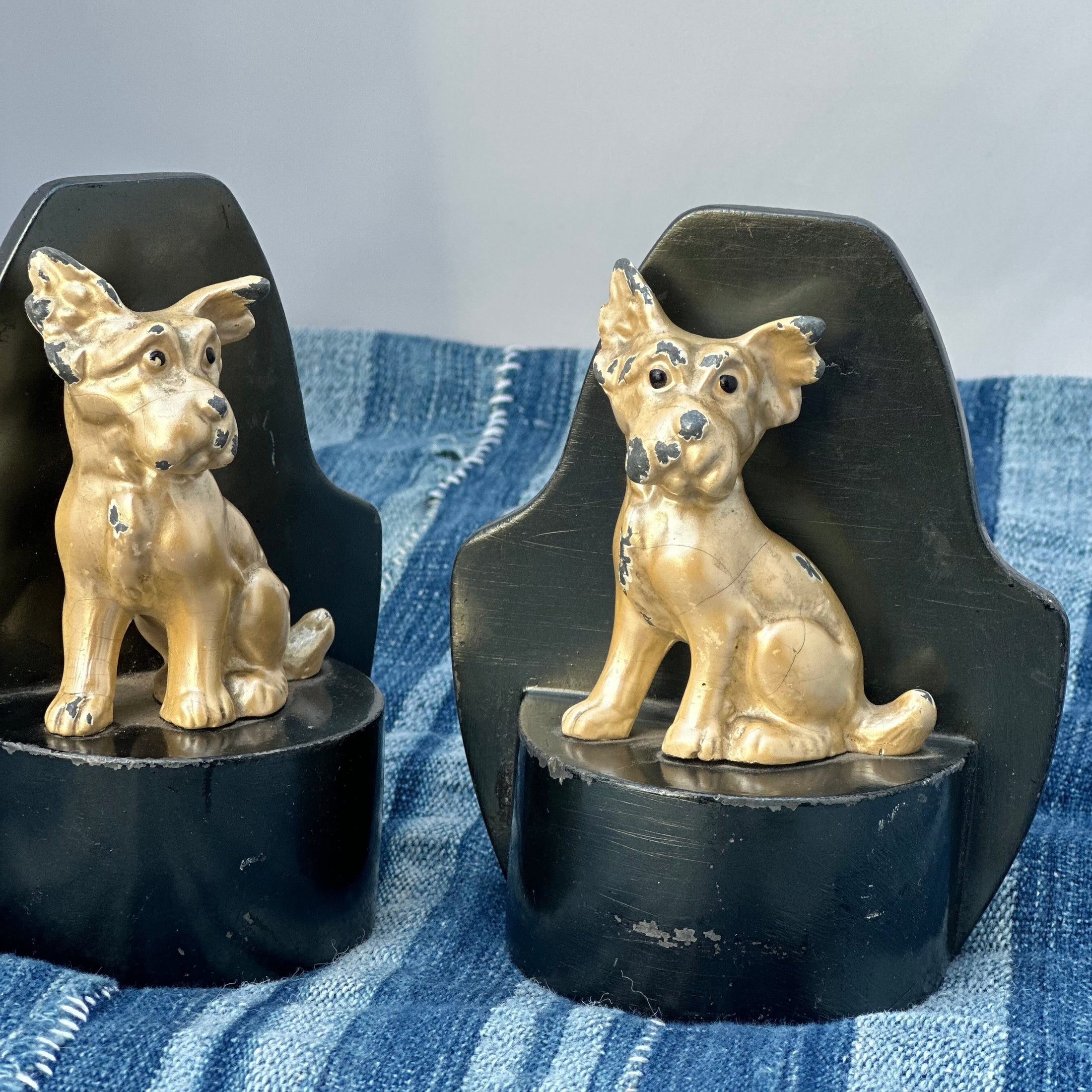 Charming Cast Iron Enamelled Book Ends