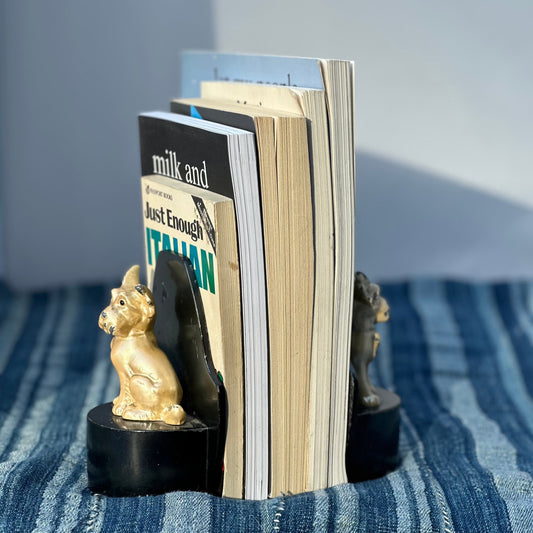 Charming Cast Iron Enamelled Book Ends