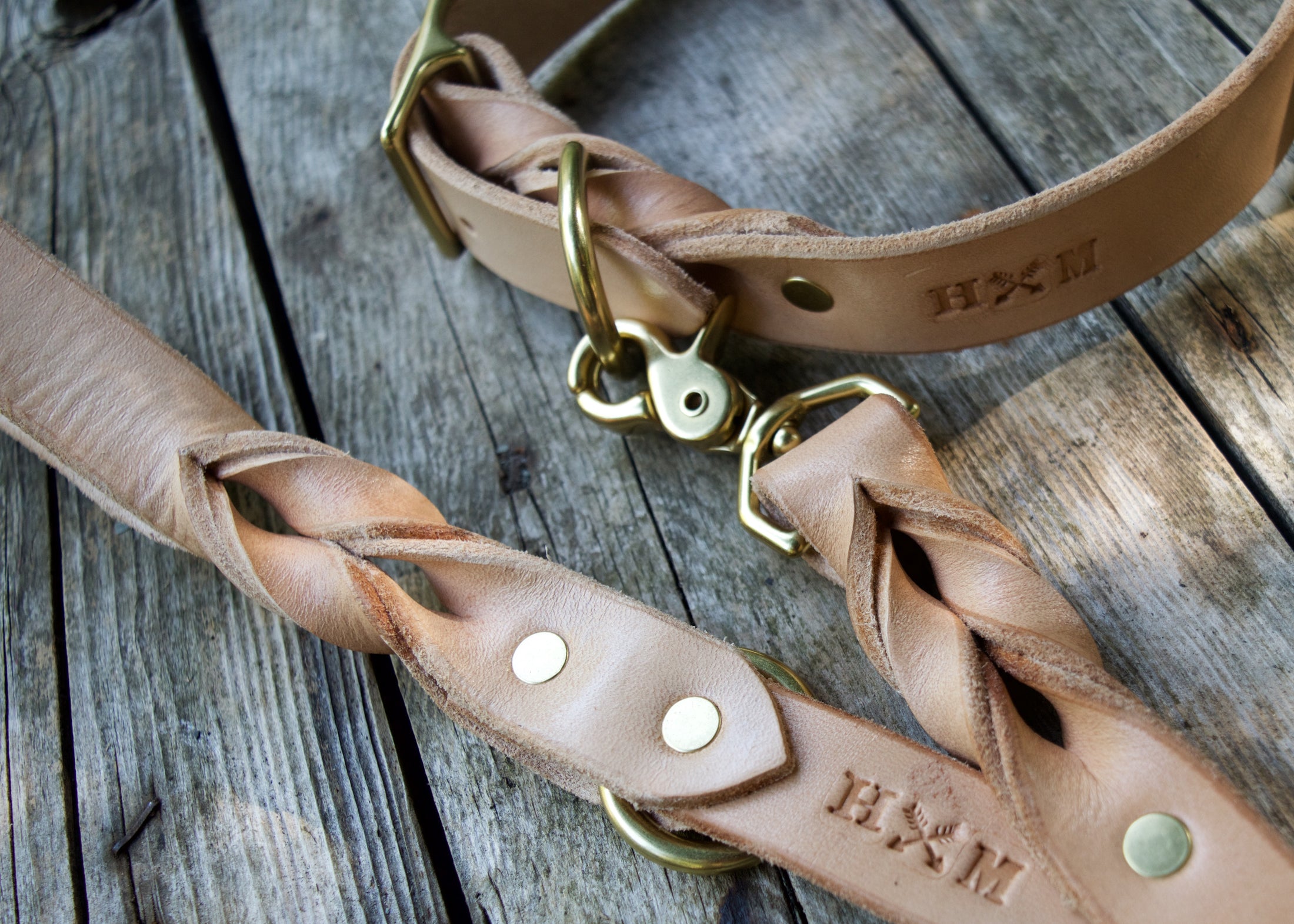 Braided Leather Collar ~ Natural