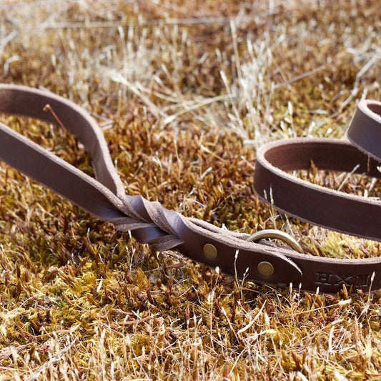 Braided Leather Leash ~ Brown