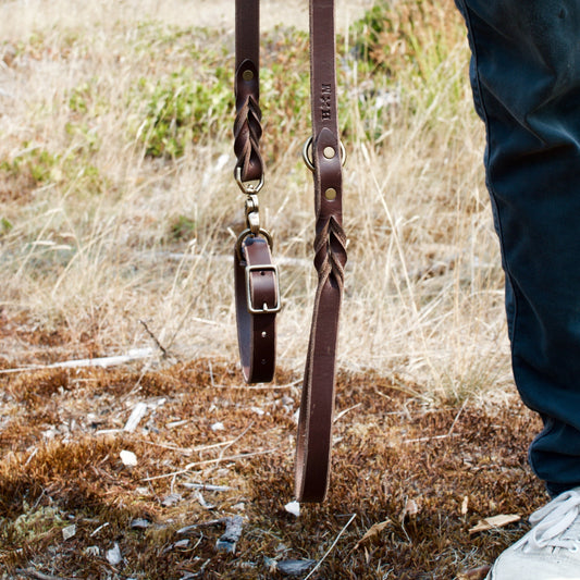 Braided Leather Leash ~ Brown