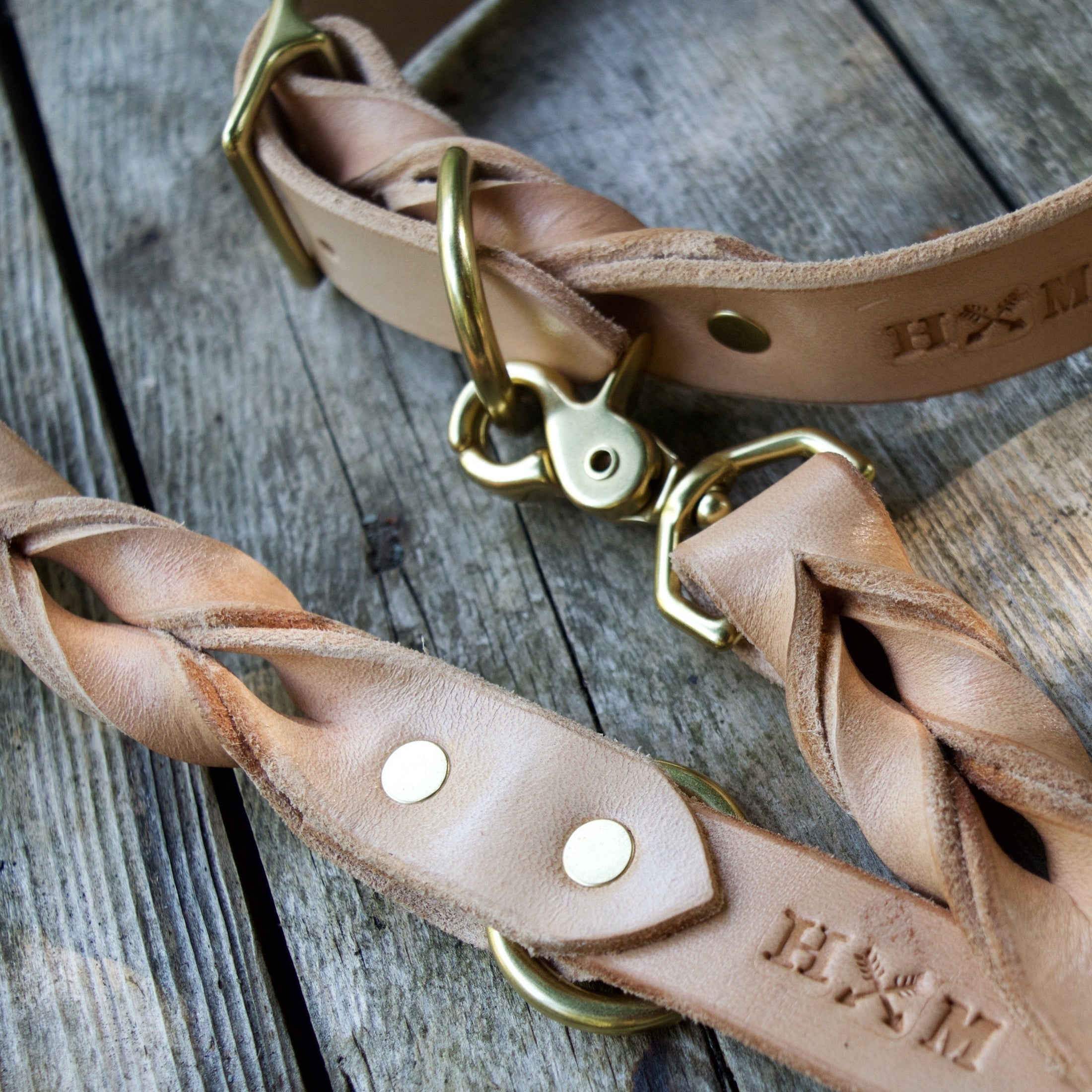 Braided Leather Leash ~ Natural